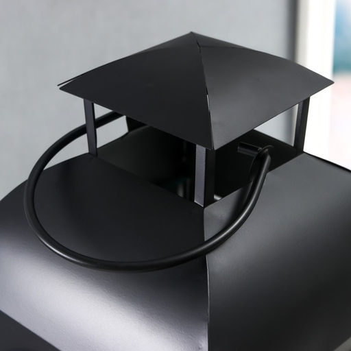 Подсвечник металл "Фонарь купольный" чёрный набор 2 шт 14,5х14,5х35 см 47х18х19 см