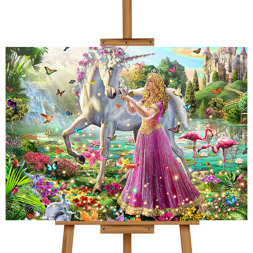 Мозаика алмазная "Принцесса и единорог" 40*50см.
