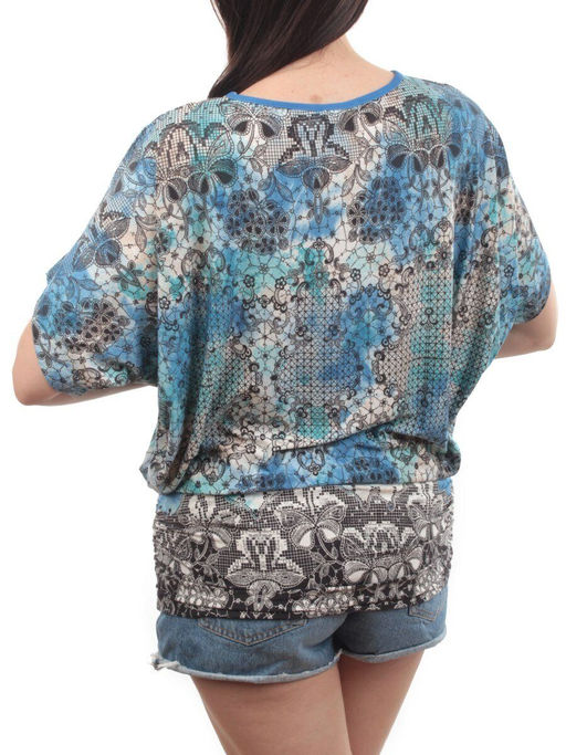 3946 BLUE Туника женская (90% полиэстер, 10% эластан)