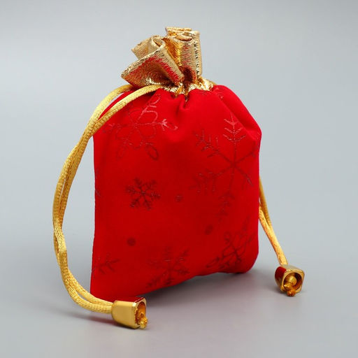 Цена за 5 шт. Мешочек подарочный замша Поздравляю тебя, снежинки, тиснение, 10 х 12 см +/- 1.5 см - Дарите счастье фото 3