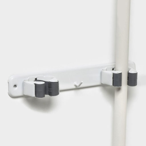 Держатель для швабр Доляна, 2 отделения, с крючком 222,55 см, цвет белый