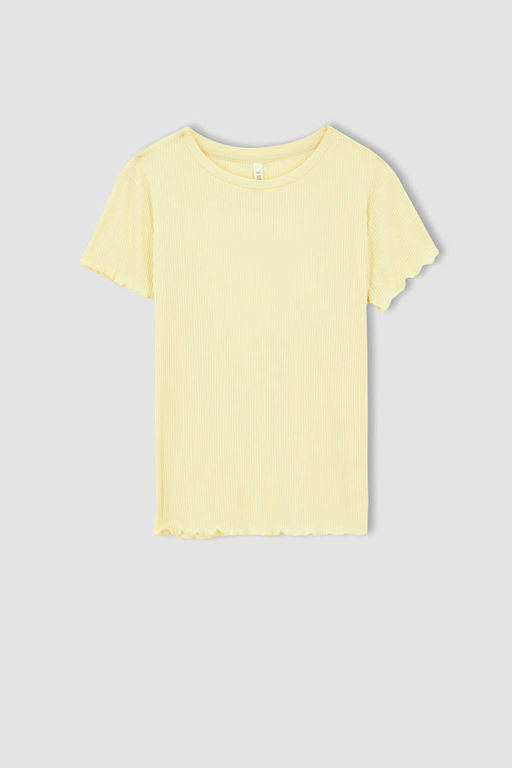 Базовая футболка с коротким рукавом приталенного кроя и круглым вырезом - Defacto фото 5