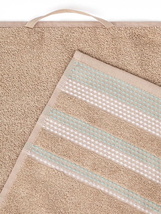 Полотенце для тела 70x140 бежевый махровая ткань - Denastia фото 3