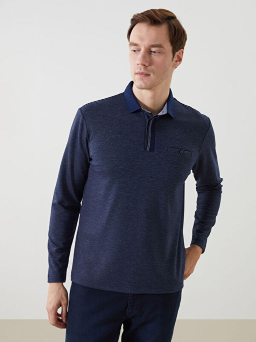 Polo Yaka Uzun Kollu Erkek Sweatshirt