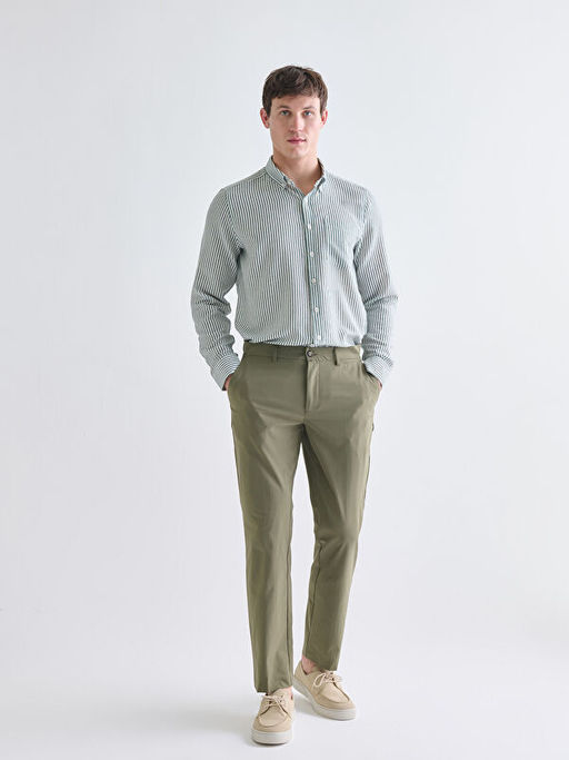 Regular Fit Uzun Kollu ?izgili Erkek G?mlek