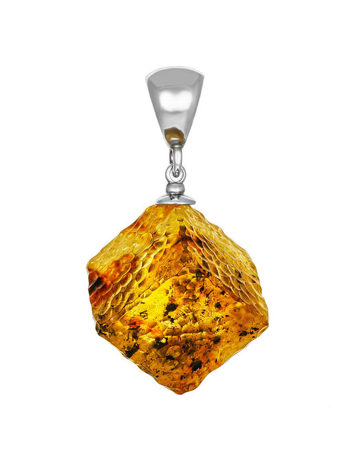 Кулон геометрической формы из натурального текстурного янтаря Рафинад