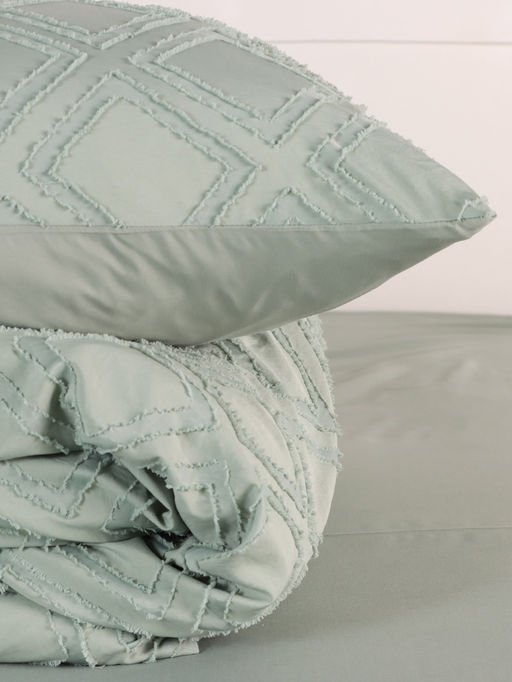 Постельное бельё 2-спальное Тафтинг ромб 175?215 см,200?230 см,50?70 см-2 шт., зелёное, 110 г/м? - Lovelife фото 6