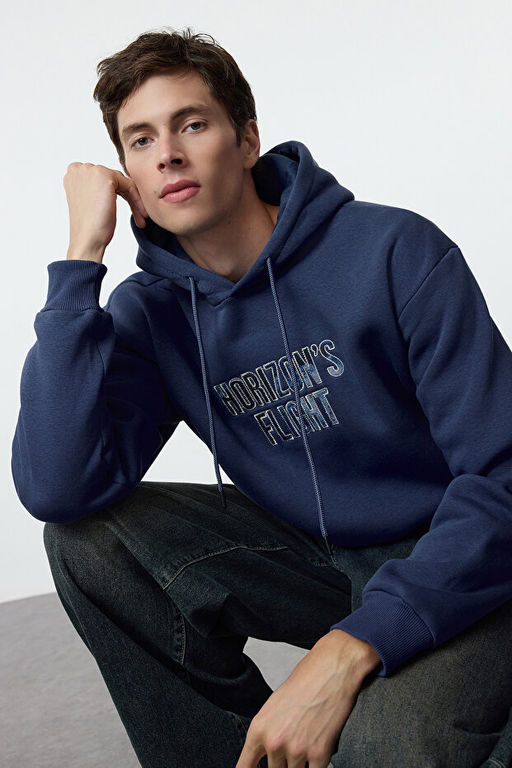 Indigo Oversize/Geni_ Kesim Kap__onlu Nak__l_ __i Polarl_ Sweatshirt TMNAW25SW00038 - Trendyolmilla фото 2