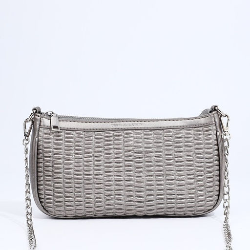 Сумка-багет на молнии, длинный ремень, цвет серебристый - Simaland фото 3