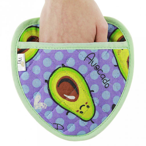 Прихватка с запахом 20х20см "Авокадо, вид 2/2", форма "Клубника", рогожка 171г/м2, хлопок 100%, наполнитель - ватин 280г/м2, на пластмассовом подвесе, "Домашняя мода" (Россия)