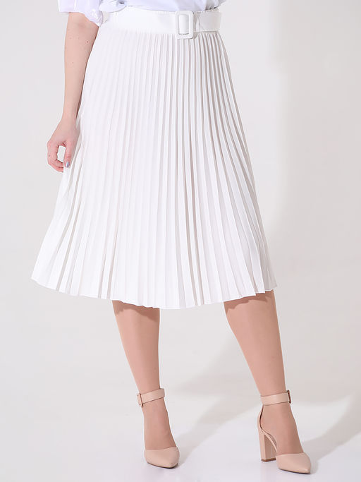 Плиссированная юбка женская больших размеров офисная - Almond фото 21