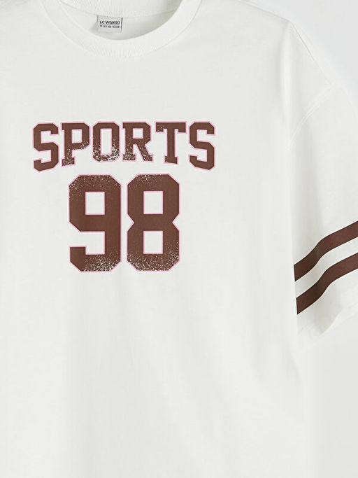 Bisiklet Yaka Bask?l? K?z ?ocuk Ti??rt