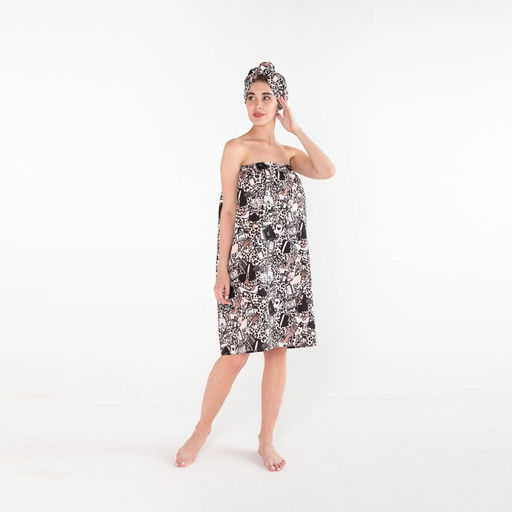 Набор для сауны Этель Леопард парео 80*144 см + чалма, вафля 200г/м2, 100% хл  фото 4