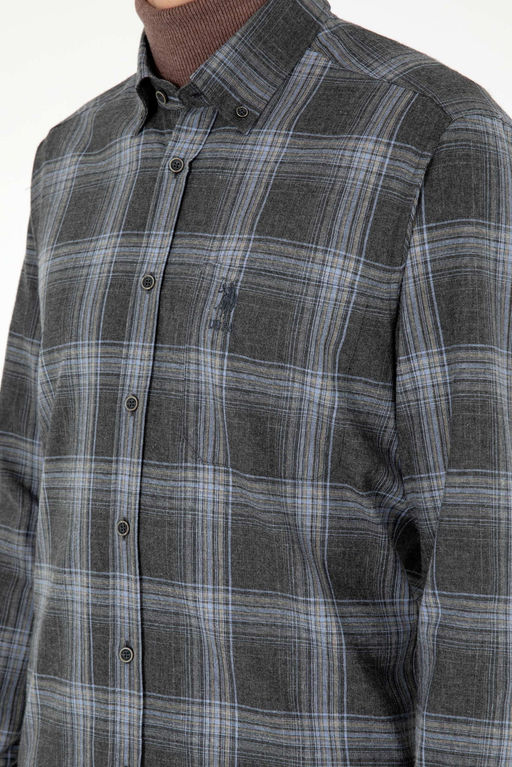 Мужская рубашка с длинным рукавом антрацитового цвета - U.s. polo assn фото 7