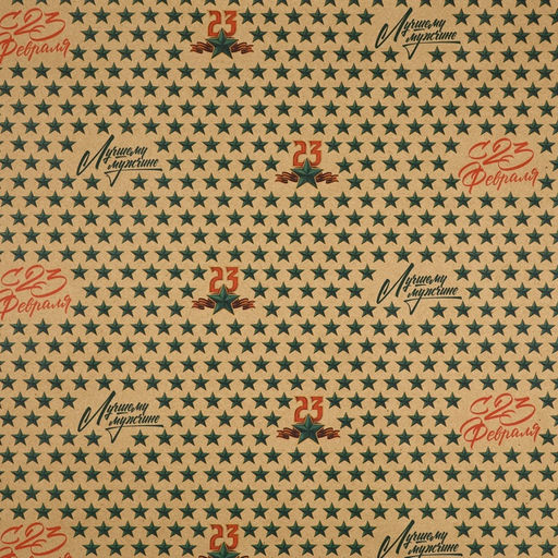 Цена за 10 шт. Бумага упаковочная крафтовая «23 февраля», 50×70 см