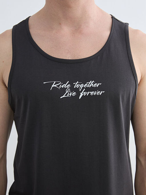 U Yaka Bask?l? Erkek Kolsuz Ti??rt