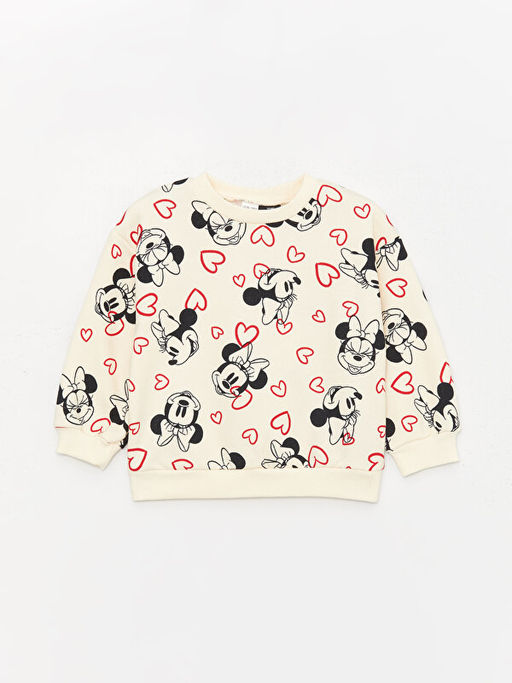 Bisiklet Yaka Minnie Mouse Bask?l? Uzun Kollu K?z Bebek Sweatshirt ve Tayt Tak?m 2li - Waikiki фото 2