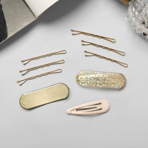 Цена за 3 шт. Невидимки для волос «Атлас», набор 9 шт., 5 см, золото