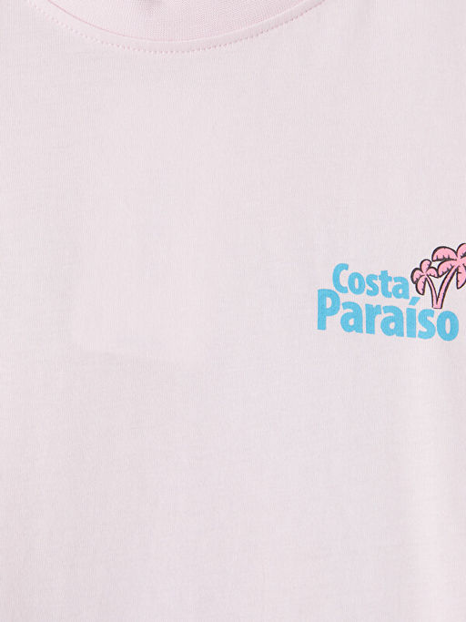 Loose Fit Bask?l? K?z ?ocuk Ti??rt