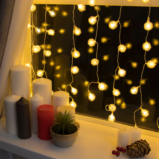 Гирлянда Занавес 2?1.5 м с насадками Ёжики, IP20, прозрачная нить, 360 LED, свечение тёплое белое, 8 режимов, 220 В - Luazon lighting фото 2