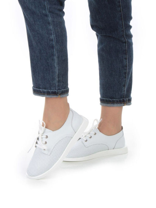 03-D7HY1-1 WHITE Полуботинки женские (натуральная кожа) - Фабричный китай фото 2