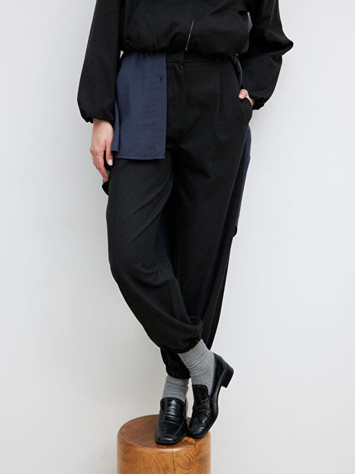 Beli Lastikli Kad?n Ka?e Jogger Pantolon