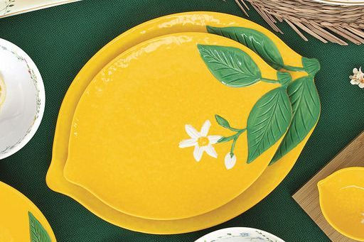 Блюдо, 30х22 см, фарфор P, овальное, желтое, Лимон, Fleurs et Citrons