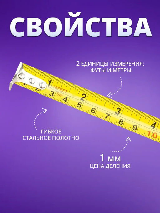 Рулетка измерительная строительная (3689) 3м - Мой органайзер фото 3