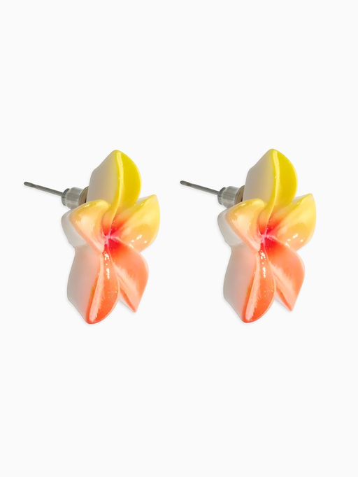 Цена за 3 шт. Серьги пластик «Цветок Лилии», жёлтый, оранжевый