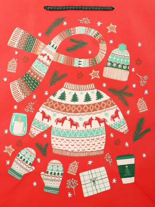 Цена за 2 шт. Пакет подарочный новогодний ламинированный, «Новый Год», 26×12×32 см