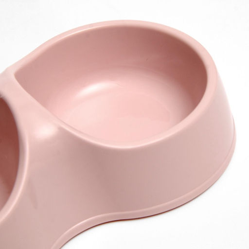 Цена за 2 шт. Миска двойная «Мур-мяу» 22.5 см × 13 см × 6 см, 0.2 л, пластик, розовая