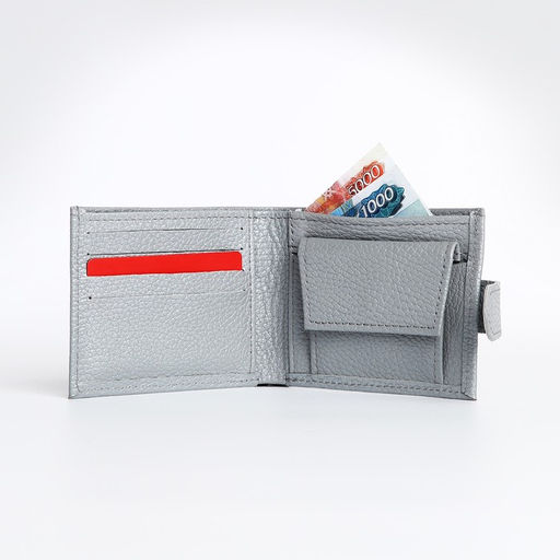 Кошелёк на кнопке, TEXTURA, цвет серый  фото 8