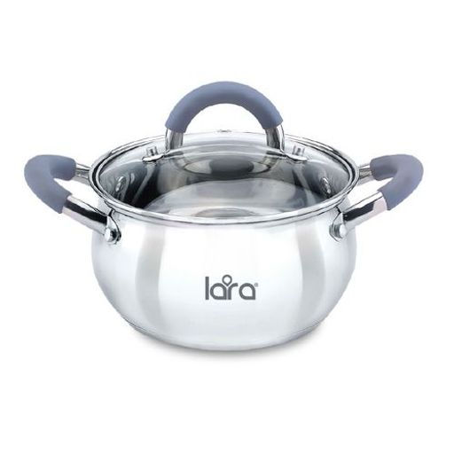 Кастрюля LARA (нерж) BELL 22x12,5см, 4,7л, капсулир индукц дно,стеклян. крышка (LR02-483)