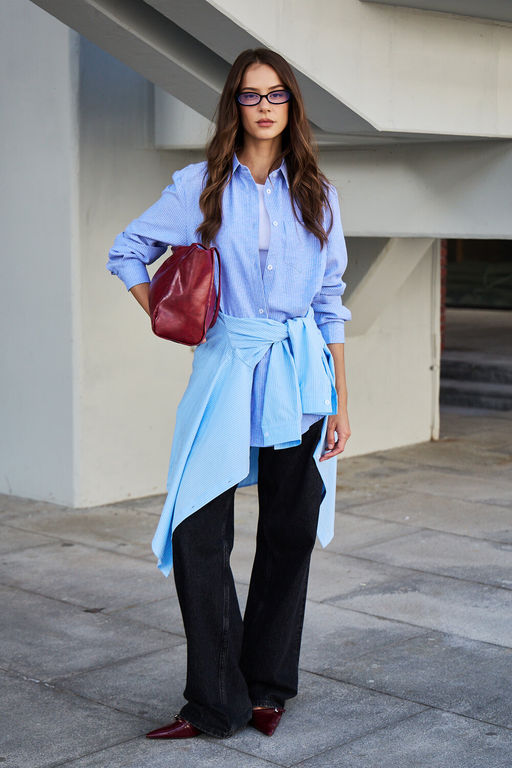 Рубашка оверсайз в полоску хлопковая