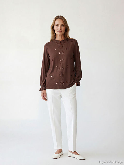 F?rf?rl? Hakim Yaka Pul Payetli Bluz