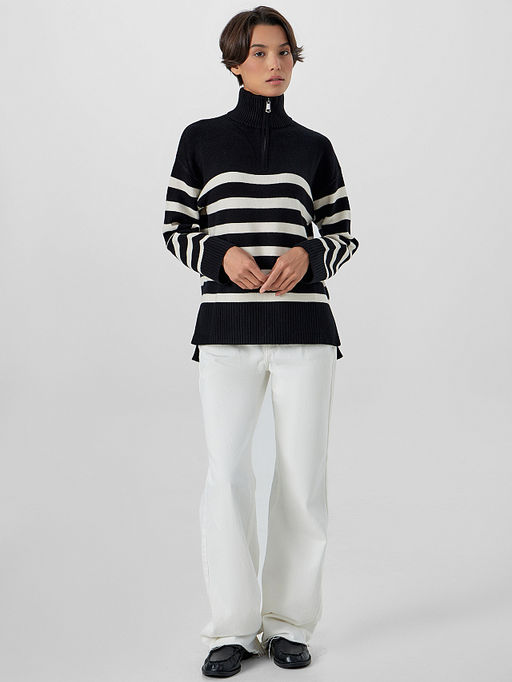 Джемпер женский черный в полоску - Mark formelle фото 3