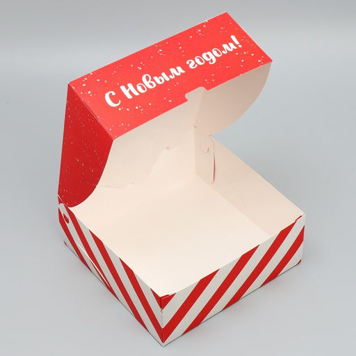 Цена за 2 шт. Коробка подарочная новогодняя складная С Новым годом!, 25?25?10 см
