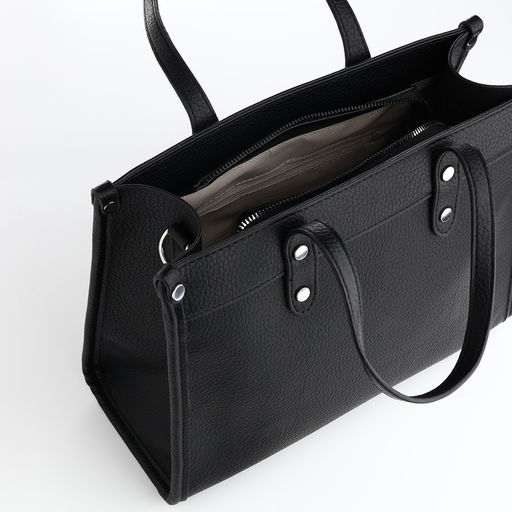 Сумка женская тоут TEXTURA на молнии, с кошельком, 30×10×24 см, чёрный