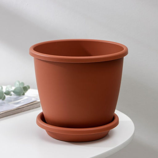 Цена за 2 шт. Горшок для цветов с поддоном «Афина», 2.2 л, пластиковый, коричневый