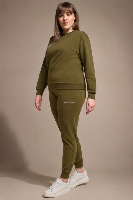 Арт. 2360/2 Костюм с брюками женский 50-58 Цвет:верх-зеленый орех,низ-зеленый орех