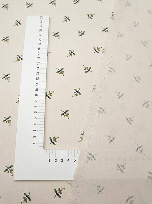 Перкаль Премиум "Набойка - веточки" цв.св.бежево-молочный, ш.1.5м, хлопок-100%, 125гр/м.кв