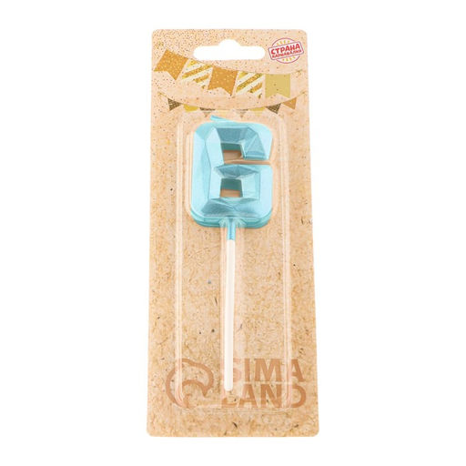 Цена за 3 шт. Свеча в торт на шпажке «Алмаз», цифра 6, голубая, 5 см