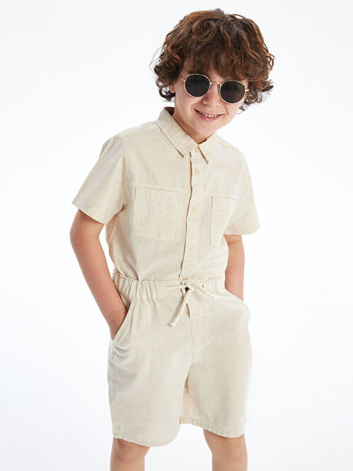 Regular Fit Erkek ?ocuk Keten G?mlek