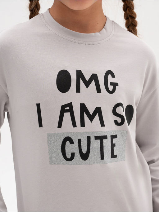 Лонгслив детский "ОМГ" серый