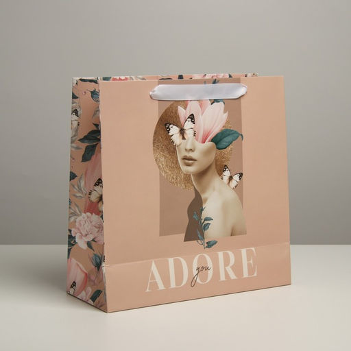 Цена за 2 шт. Пакет подарочный ламинированный квадратный, упаковка, «Adore», 30×30×12 см