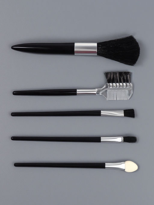Цена за 3 шт. Набор кистей для макияжа SMOKY, 5 шт., футляр с зеркалом, чёрный