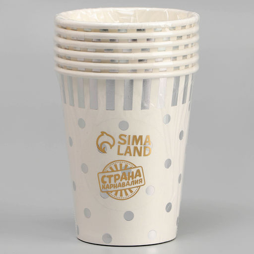 Стаканы бумажные Горох, 6 шт., цвет серебро - Страна карнавалия фото 3