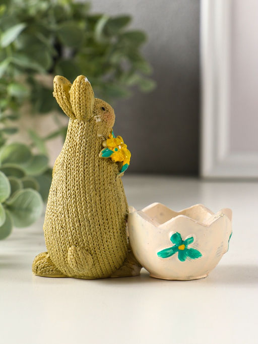 Фигурка - подставка полистоун Зайчики пасхальные, набор 2 шт., 5.3?10?10 см
