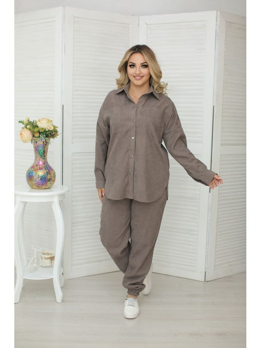 КОСТЮМ ТАРРАВО рубашка+джоггеры МИКРОВЕЛЬВЕТ