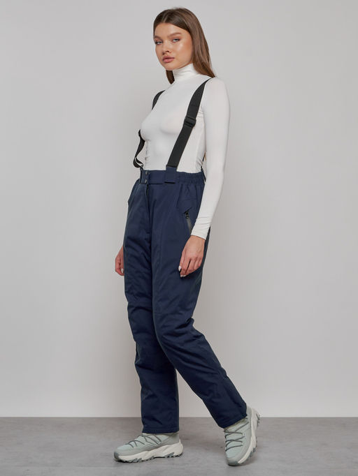 Полукомбинезон утепленный женский зимний горнолыжный темно-синего цвета 1333TS - Chunmai фото 3